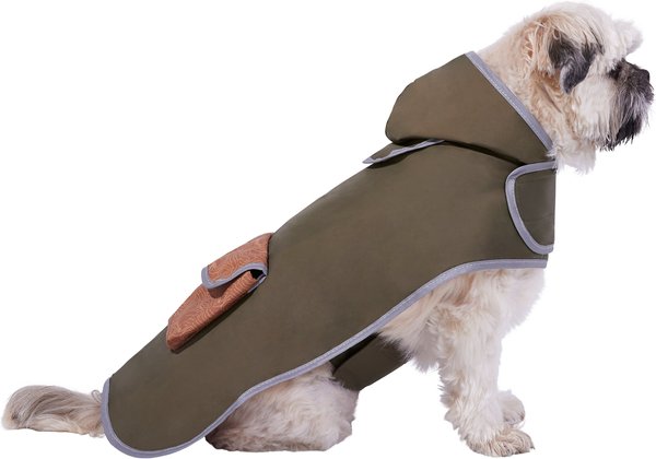 Frisco Lightweight Olive Reversible Packable Dog Raincoat, Medium slide 1 of 8