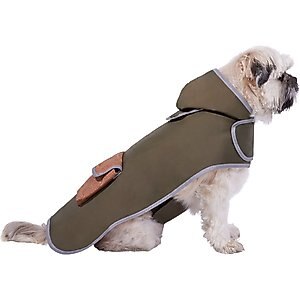Frisco Lightweight Olive Reversible Packable Dog Raincoat, Large