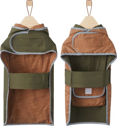 Frisco Lightweight Olive Reversible Packable Dog Raincoat, XXX-Large