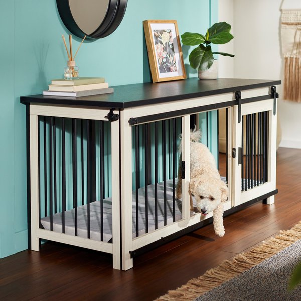 FRISCO "Rockford" Dog Crate Credenza & Mat, White