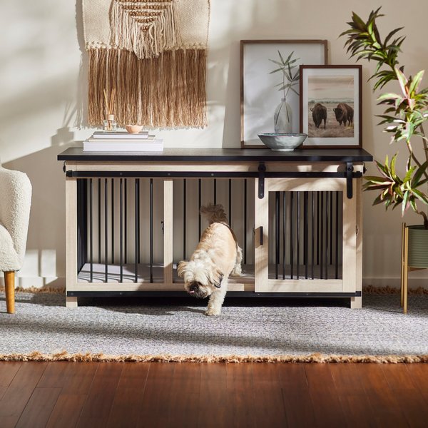 FRISCO "Rockford" Dog Crate Credenza & Mat, Gray