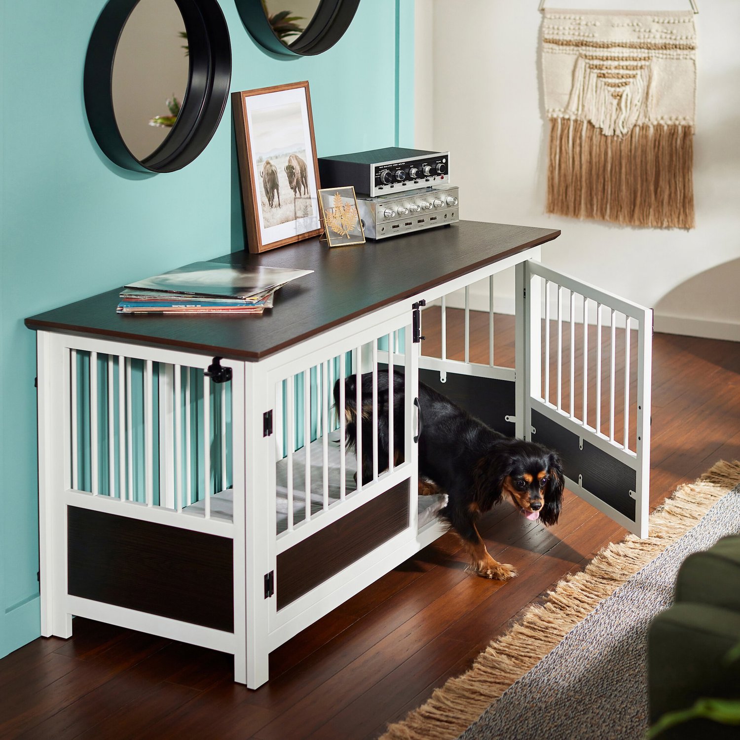 FRISCO "Roma" Dog Crate Credenza & Mat, Espresso