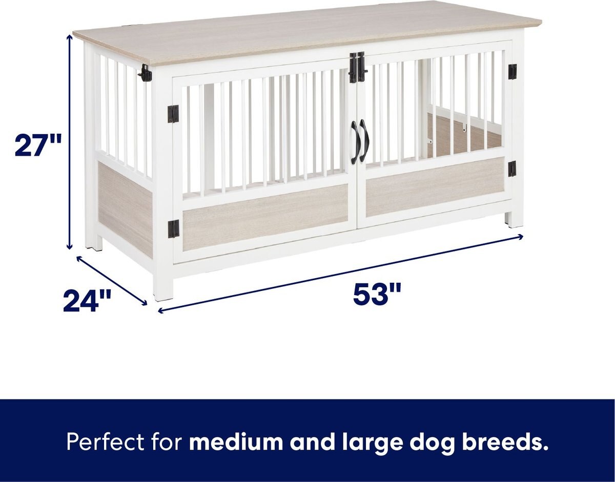 INTERNET'S BEST Double Door Furniture Style Dog Crate & End Table