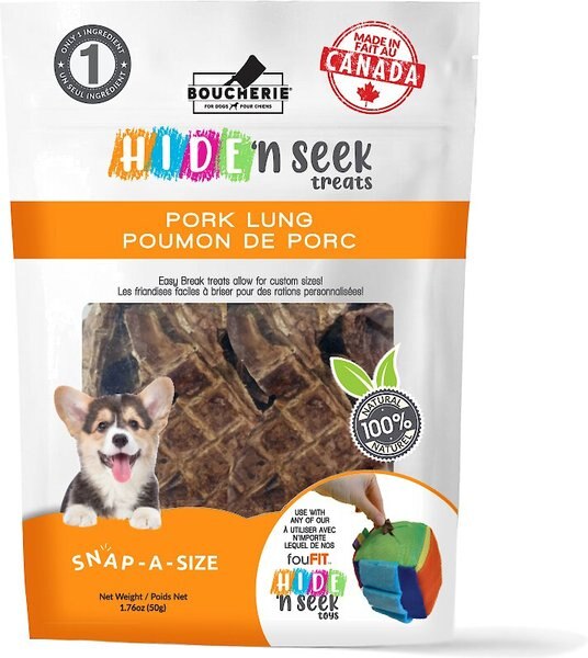 Discontinued BOUCHERIE Hide 'n Seek Treats Pork Lung Dog Treats, 1.76