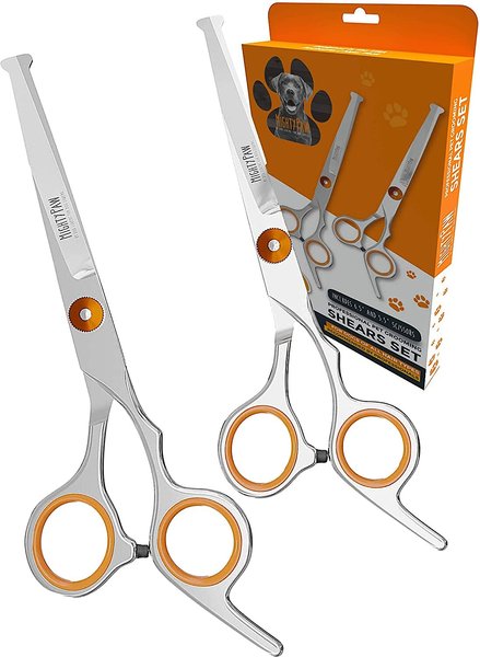 Mighty Paw Professional Dog & Cat Grooming Shears, 2 count, Orange slide 1 of 9