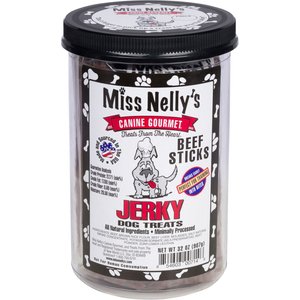 Miss Nelly's Canine Gourmet Beef Sticks Jerky Dog Treats, 32-oz jar