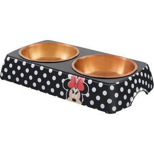 Disney Minnie Mouse Peek-A-Boo Melamine Stainless Steel Double Dog & Cat Bowl, 1.5 Cup