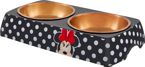 Disney Minnie Mouse Peek-A-Boo Melamine Stainless Steel Double Dog & Cat Bowl, 3.25 cups slide 1 of 8