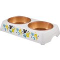 Disney Mickey Mouse Lemon Melamine Stainless Steel Double Dog & Cat Bowl, Small
