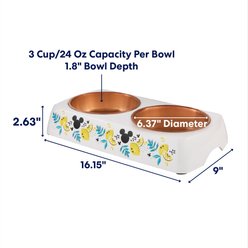 Disney Mickey Mouse Lemon Melamine Stainless Steel Double Dog & Cat Bowl, Medium: 3 cup slide 2 of 7