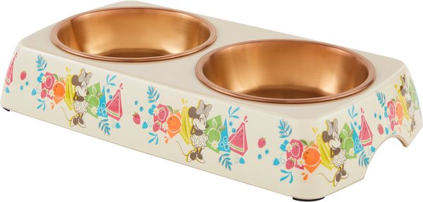 Disney Minnie Mouse Summer Bamboo Melamine Stainless Steel Double Dog & Cat Bowl, 1.75 Cup slide 1 of 9