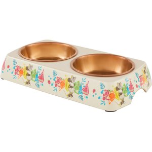 Disney Minnie Mouse Summer Bamboo Melamine Stainless Steel Double Dog & Cat Bowl, 1.75 cups