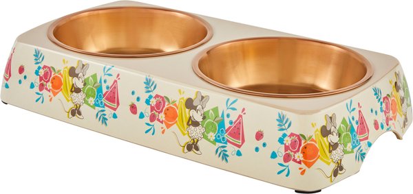 Disney Minnie Mouse Summer Bamboo Melamine Stainless Steel Double Dog & Cat Bowl, 3 Cup slide 1 of 8