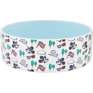 Disney Mickey Mouse Americana Non-Skid Ceramic Dog & Cat Bowl, 1.5 Cup