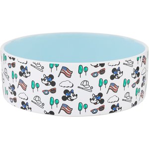 Disney Mickey Mouse Americana Non-Skid Ceramic Dog & Cat Bowl, 5 cups