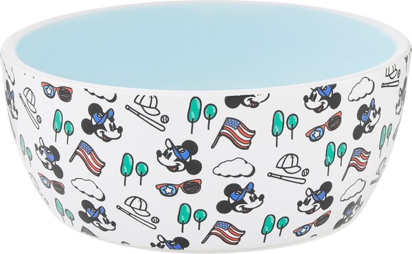 Disney Mickey Mouse Americana Non-Skid Ceramic Cat Bowl, Small slide 1 of 5
