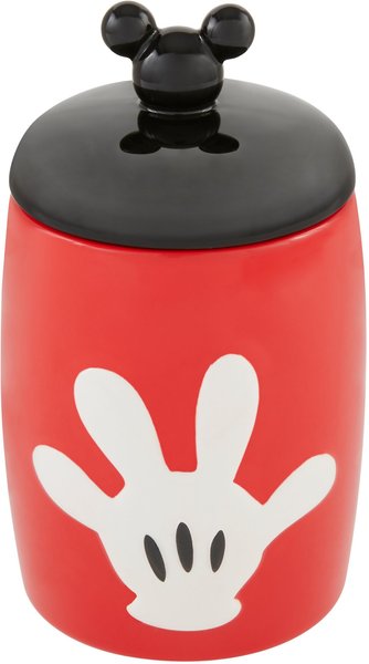 Disney Mickey Mouse Ceramic Dog & Cat Treat Jar, Red, 3.5 Cup