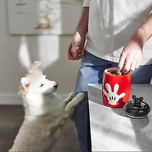 Disney Mickey Mouse Ceramic Dog & Cat Treat Jar, Red, 3.5 cup