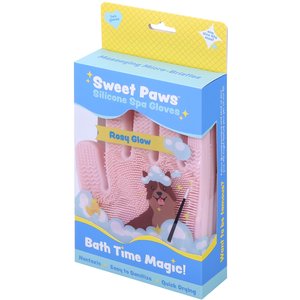Sweet Paws Silicone Spa Dog & Cat Bathing & Grooming Gloves, 2 count, Rosy Glow