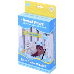 Sweet Paws Silicone Spa Dog & Cat Bathing & Grooming Gloves, 2 count, Clean Slate