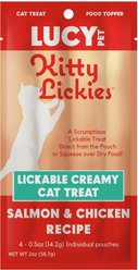 Lucy Pet Products Kitty Lickies Salmon & Chicken Recipe Grain-Free Lickable Cat Treat, 0.5-oz tube, 4 count