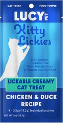 Lucy Pet Products Kitty Lickies Chicken & Duck Recipe Grain-Free Lickable Cat Treat, 0.5-oz tube, 4 count