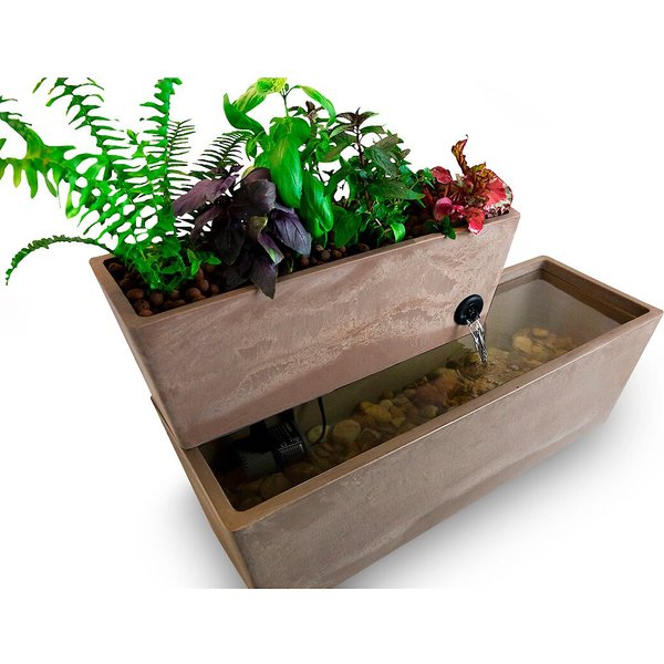 AQUASPROUTS Fountain Aquaponics Ecosystem Kit, Taupe, 6-gal - Chewy.com