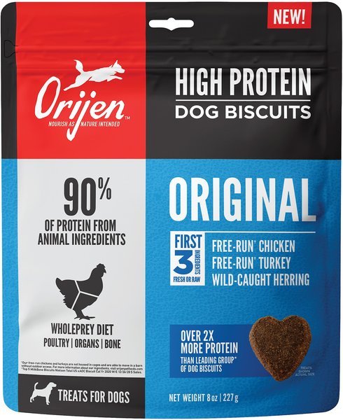 ORIJEN Original High-Protein Grain-Free Biscuit Dog Treats, 8-oz bag slide 1 of 8