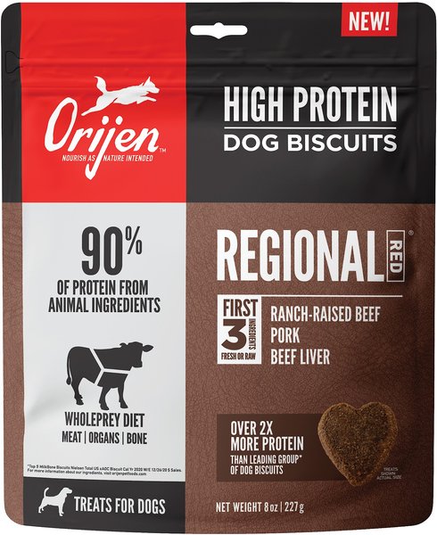 ORIJEN Regional Red High-Protein Grain-Free Biscuit Dog Treats, 8-oz bag slide 1 of 8