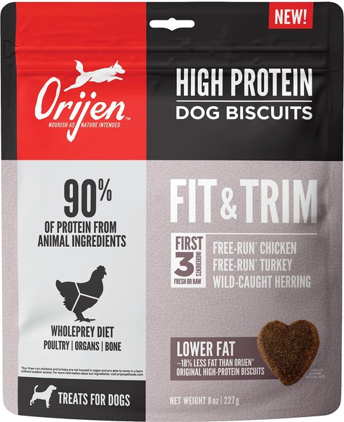 ORIJEN Fit & Trim High-Protein Grain-Free Biscuit Dog Treats, 8-oz bag slide 1 of 8