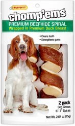 RUFFIN' IT Chomp'Ems Premium Beefhide Spiral Duck Dog Treats, 2 count