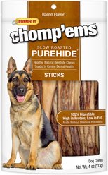 RUFFIN' IT Chomp'Ems Purehide Sticks Dog Treats, 4-oz bag