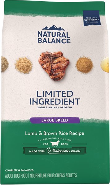 Natural Balance Limited Ingredient Lamb & Brown Rice Large Breed Bites Recipe Dry Dog Food, 26-lb bag slide 1 of 11