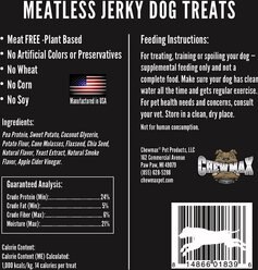 ChewMax Pet Products Meatless Jerky Natural Chew Dog Treats, 5-oz bag slide 2 of 8