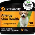 PetHonesty Allergy SkinHealth Duck Flavor Soft Chews Skin & Coat Supplement for Dogs, 90 count