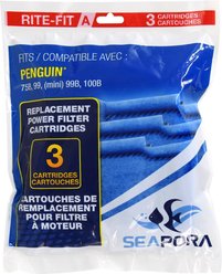 Underwater Treasures Seapora Rite-Fit A 75B/99 Mini/99B/100B Power Aquarium Filter Cartridges, 3 count