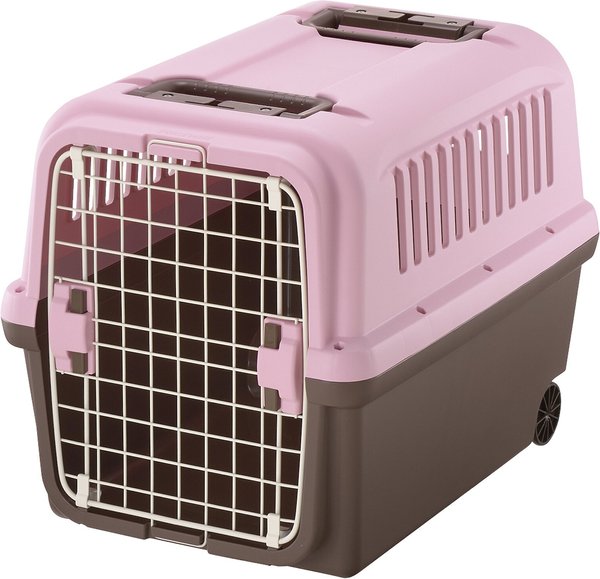 Richell E-Z Mobile Dog & Cat Carrier, Soft Pink/Brown, Small/Medium slide 1 of 2
