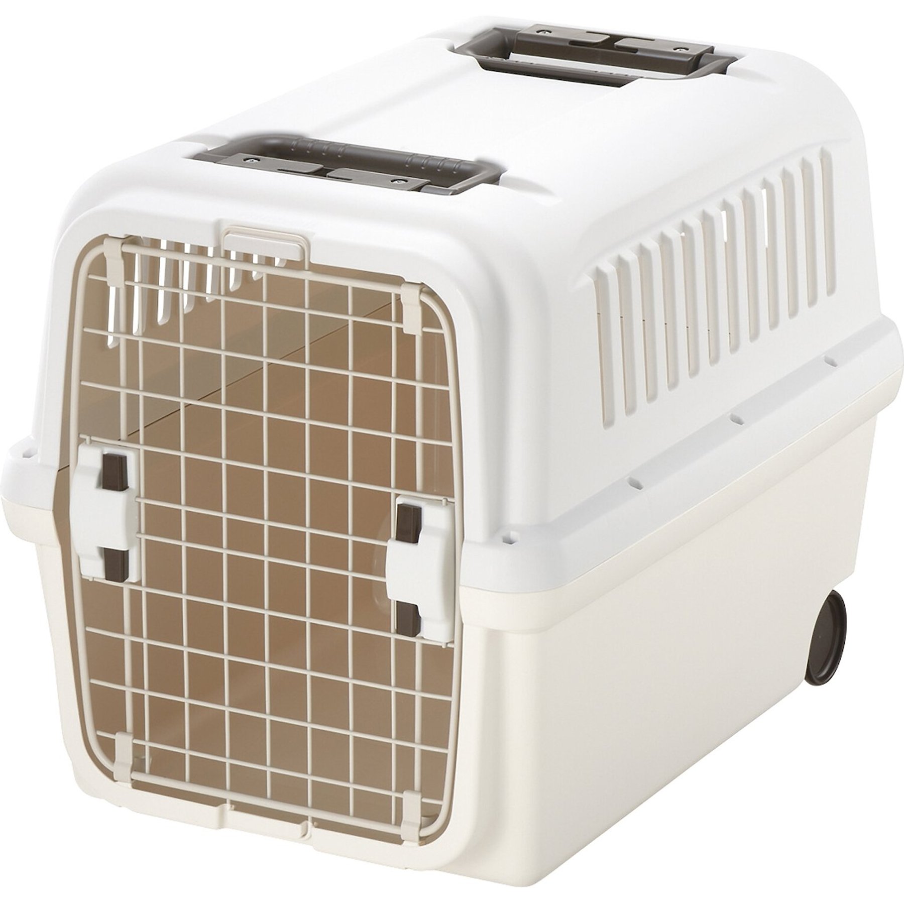 Richell Richell E-Z Mobile Dog & Cat Carrier, White/Beige, Small/Medium