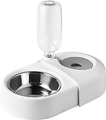 Hanamya Dog & Cat Automatic Waterer & Stainless Steel Bowl, White
