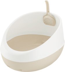 Richell PAW TRAX Rimmed Cat Litter Pan, White