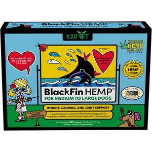 Animal Necessity BlackFin HEMP Immune & Joint Supplement for Medium & Large Dogs, .78-oz, 30 count