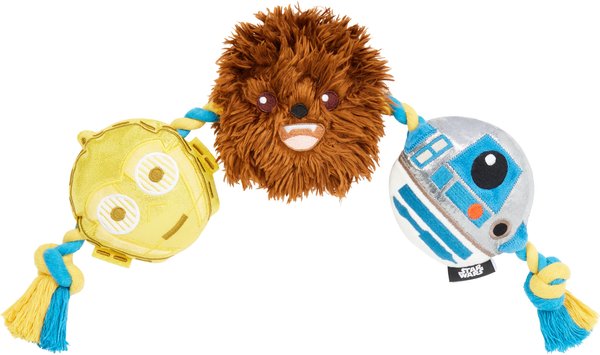 STAR WARS R2-D2, C-3PO & CHEWBACCA Plush with Rope Squeaky Dog Toy slide 1 of 3