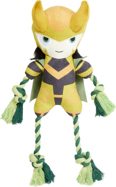 Marvel 's Loki Plush with Rope Squeaky Dog Toy slide 1 of 3