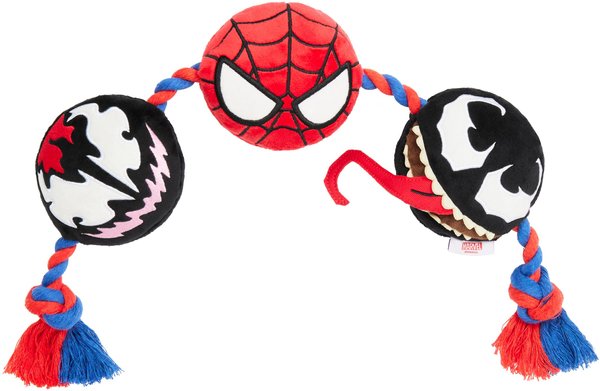 Marvel 's Venom, Spider-Man & Carnage Plush with Rope Squeaky Dog Toy slide 1 of 3