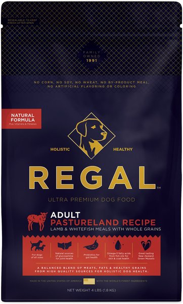 Regal Pet Foods Pastureland Recipe Lamb & Whitefish Meals Whole Grains Dry Dog Food, 4-lb bag slide 1 of 5