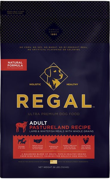 Regal Pet Foods Pastureland Recipe Lamb & Whitefish Meals Whole Grains Dry Dog Food, 26-lb bag slide 1 of 4