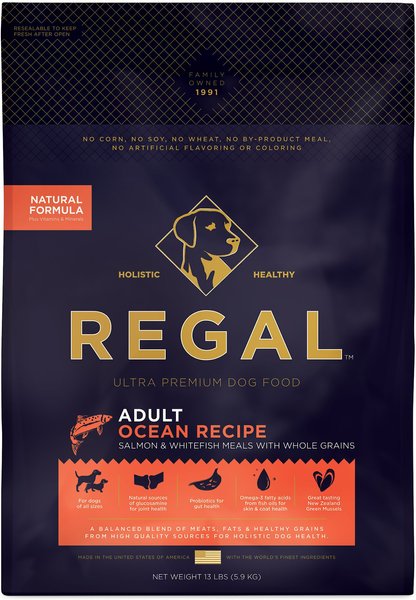 Regal Pet Foods Ocean Recipe Salmon & Whitefish Meals Whole Grains Adult Dry Dog Food, 13-lb bag slide 1 of 4