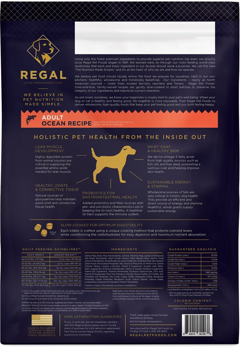 REGAL PET FOODS Ocean Recipe Salmon & Whitefish Meals Whole Grains