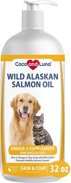 Coco & Luna Wild Alaskan Salmon Oil Omega 3 Supplement for Dog & Cat, 32 oz slide 1 of 6