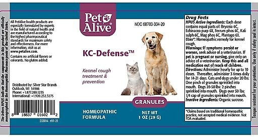 PetAlive KC-Defense Homeopathic Medicine for Kennel Cough for Dogs & Cats, 1-oz jar